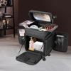 LOHISHILO Makeup Rolling Train Case Large Storage Cosmetic Trolley, Professional Cosmetic Organizer Box with Detachable WheelsSalon Barber Case Traveling Cart Trunk, Black 14.17 * 10.24 * 18.9in view 4