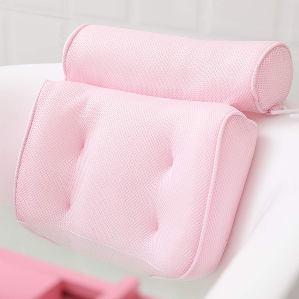 Bath Pillow, 3D Air Mesh Bathtub Spa Pillow Bath Backrests Pillows with 6 Suction Cups, Head, Back And Shoulder Support, Fits All Smooth Bathtub