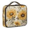 Makeup Bag Large Makeup Train Case Flower Sunflower Makeup Organizer Bag Portable Cosmetic Bags with Dividers Waterproof Travel Makeup Bag Toiletry Bag Makeup Case for Women view 2