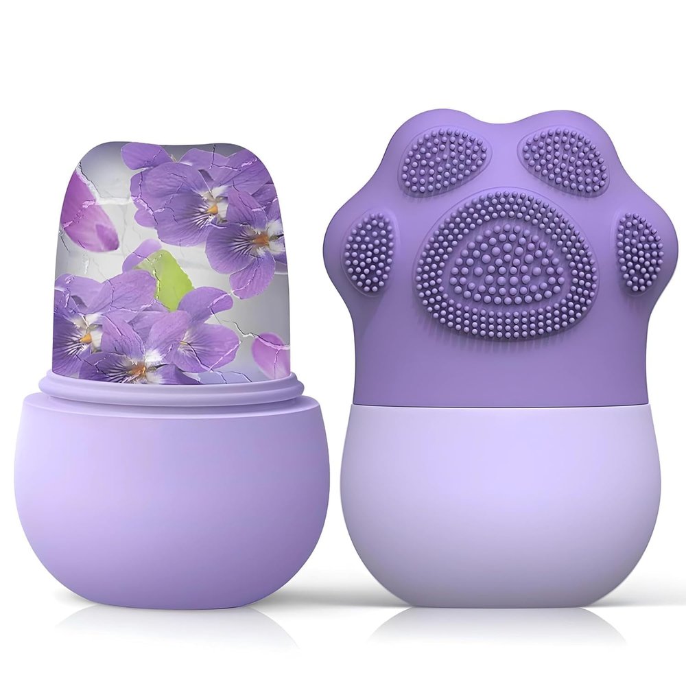 Episkeyy generic Ice Roller with Scrubber for Face Eyes and Neck to Brighten Skin & Enhance Your Natural Glow/Reusable Facial Treatment to Tighten & Tone Skin & De-Puff The Eye Area (Purple-PRIMIUM)
