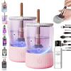 Cosmetic Brush Cleaner, Waterproof Automatic Makeup Brush Cleaner for Makeup Brush Set (Plug-in,2PCS-Pink) view 1