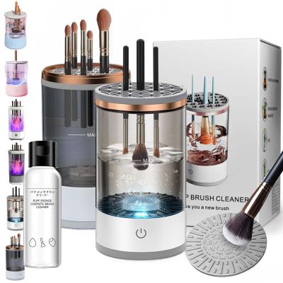 Electric Makeup Brush Cleaner, Cosmetic Brush Cleaner with Brush Clean Mat,Quick Efficient Machine for Deep Cleaning All Types of Brushes for Makeup Lovers & Professionals (Charging,2PCS-A)
