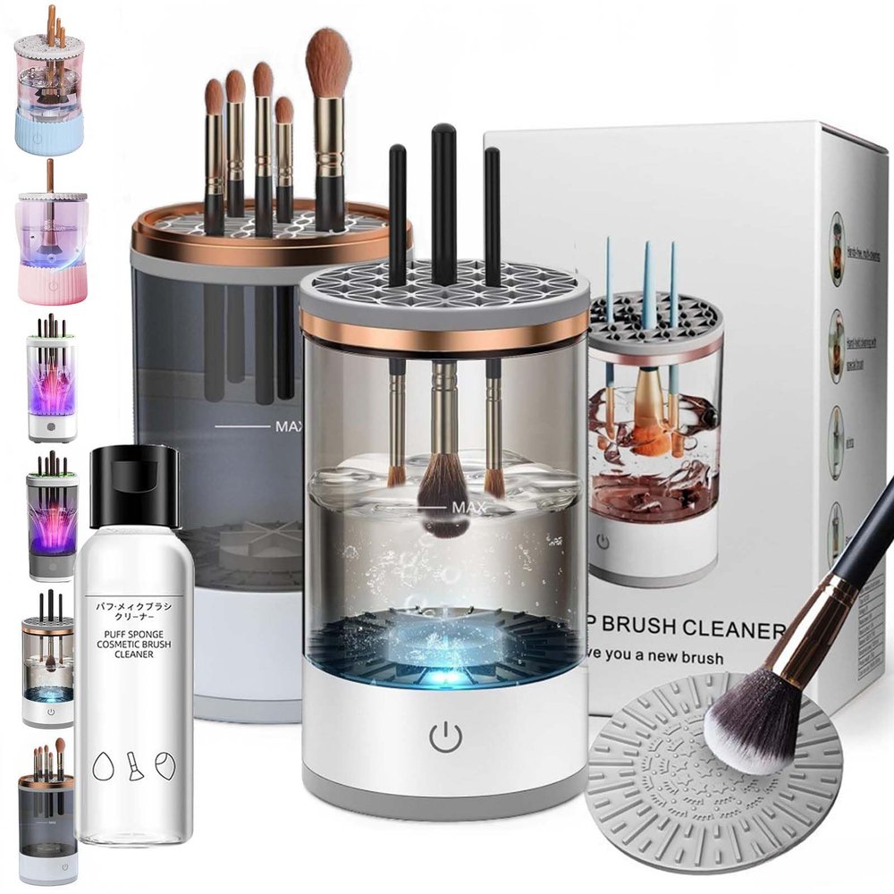 Electric Makeup Brush Cleaner, Cosmetic Brush Cleaner with Brush Clean Mat,Quick Efficient Machine for Deep Cleaning All Types of Brushes for Makeup Lovers & Professionals (Charging,2PCS-A)