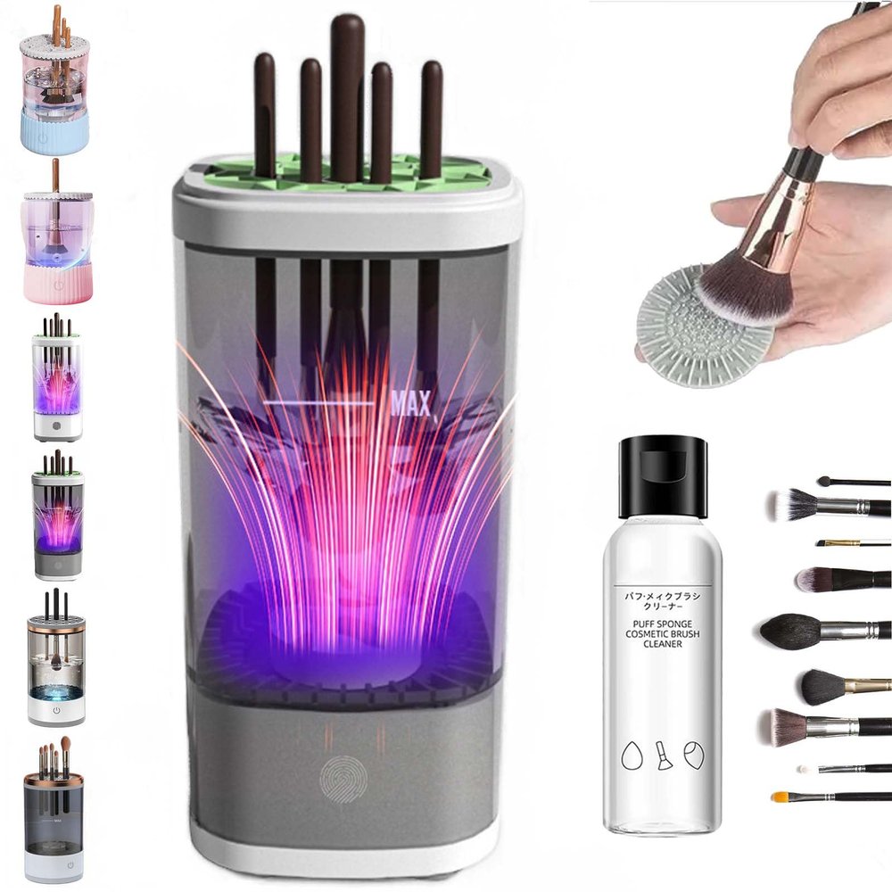 Cosmetic Brush Cleaner, Waterproof Automatic Makeup Brush Cleaner for Makeup Brush Set (Plug-in,New Black)