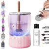 Cosmetic Brush Cleaner, Waterproof Automatic Makeup Brush Cleaner for Makeup Brush Set (Plug-in,Pink) view 1