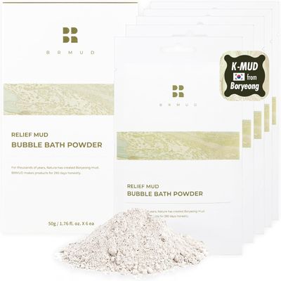 BRMUD Relief Mud Powder (Pack of 6, 1.76 oz) | Hypoallergenic Mud Powder w/ 98% Nature-Derived Ingredients | Moisturizing & Foaming Oil Control for All Skin Types