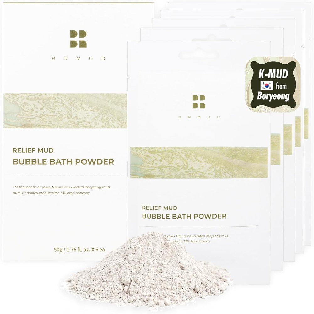 BRMUD Relief Mud Powder (Pack of 6, 1.76 oz) | Hypoallergenic Mud Powder w/ 98% Nature-Derived Ingredients | Moisturizing & Foaming Oil Control for All Skin Types
