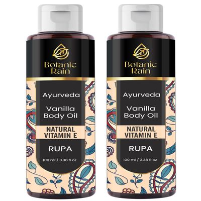 Botanic Rain Ayurveda Vanilla Body Oil, Organic, Nourishing, & Hydrating Moisturiser for Dry, Flaky Crepey Skin - Fast Absorbing, Non-Greasy, Ayurvedic for Women & Men  3.38 fl oz (2)