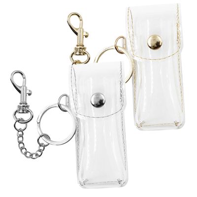 2pcs Lip Gloss Pouches Key Ring Pvc Lipstick Holder Keychain for Lip Balm Makeup Accessories Compact Travel Storage for Women and Girls