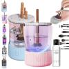 Cosmetic Brush Cleaner, Waterproof Automatic Makeup Brush Cleaner for Makeup Brush Set (Plug-in,2PCS-B) view 1