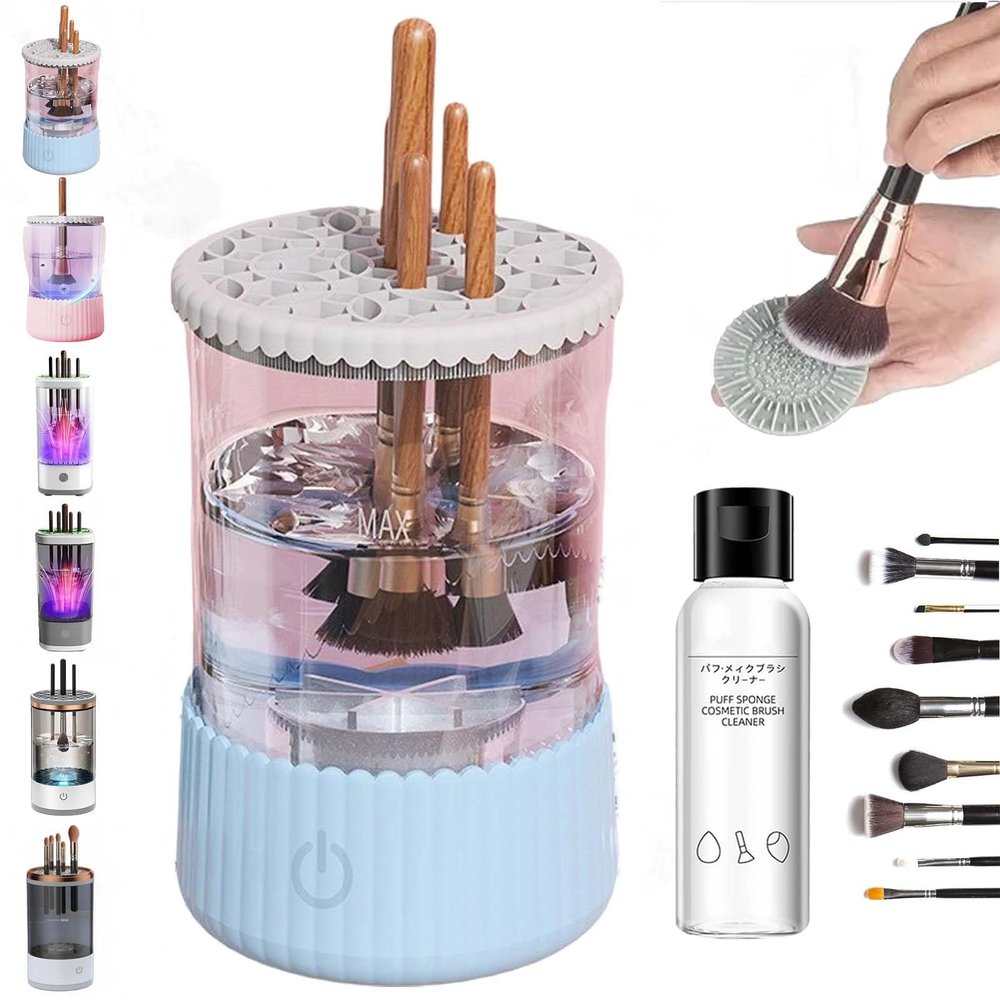 Electric Makeup Brush Cleaner, Cosmetic Brush Cleaner with Brush Clean Mat,Quick Efficient Machine for Deep Cleaning All Types of Brushes for Makeup Lovers & Professionals (Plug-in,Blue)