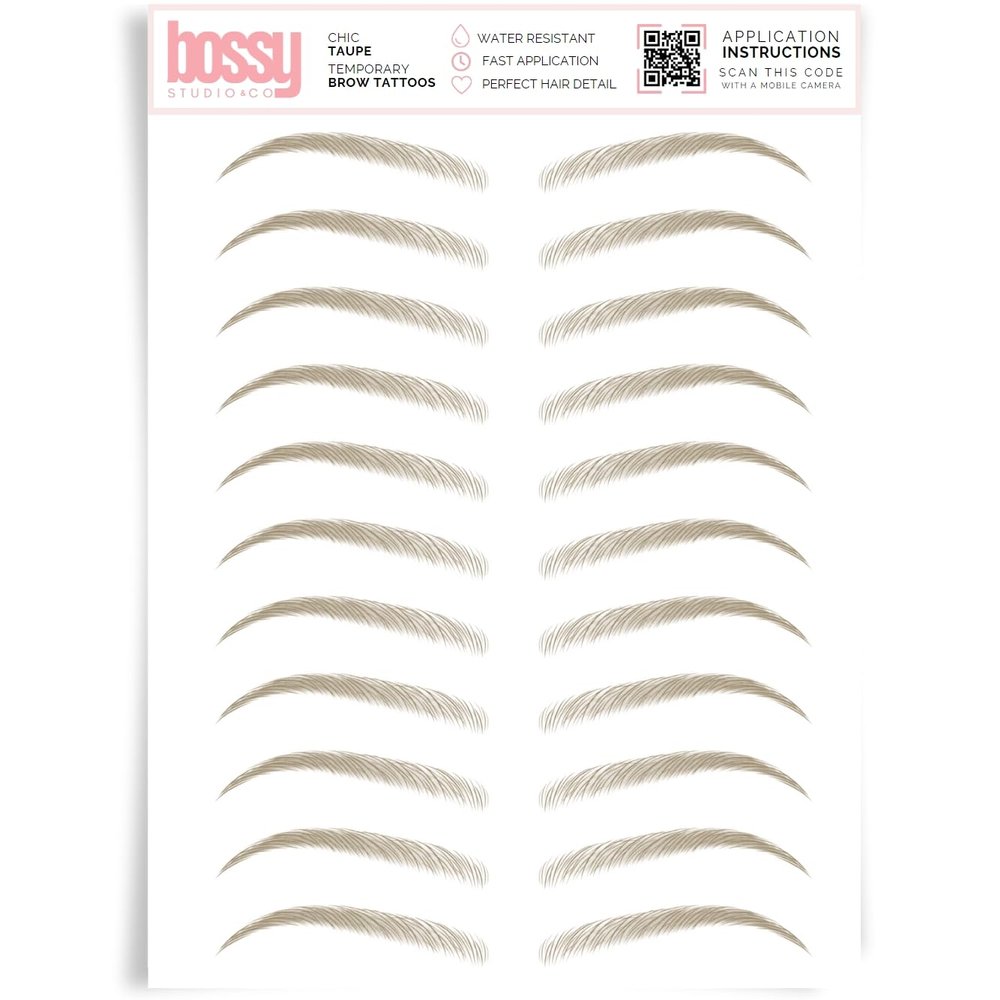 Brows by Bossy Studio & Co Temporary Eyebrow Tattoos Waterproof Eyebrow Stickers, False Tattoos Hair Like Peel Off Instant Transfer Brow chic tau