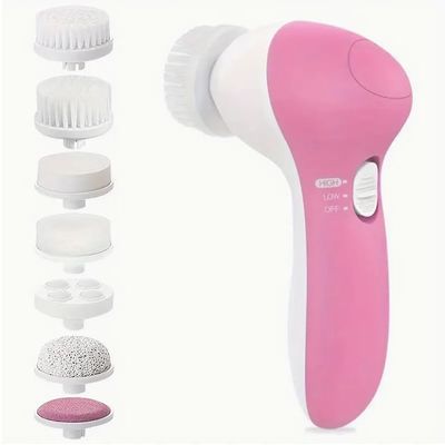 7-in-1 Electric Facial Cleanser with Massager, Pore Cleaner, 3 Intensity Levels, Pink