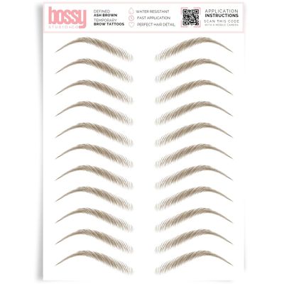 Brows by Bossy Studio & Co Temporary Eyebrow Tattoos Waterproof Eyebrow Stickers, False Tattoos Hair Like Peel Off Instant Transfer Brow defined ash brown