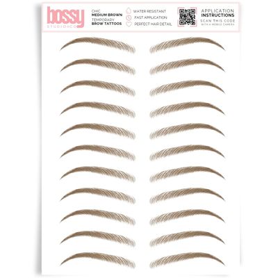 Brows by Bossy Studio & Co Temporary Eyebrow Tattoos Waterproof Eyebrow Stickers, False Tattoos Hair Like Peel Off Instant Transfer Brow chic medium brown