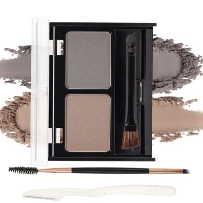 Eye Brow Powder for Women,2 Color Waterproof Eyebrow Powder Tinting Palette Light Brown Taupe Long-Lasting,Brow Fill&Sculpt Natural Eyebrow Contour Eyeshadow Mothers Gift with Brow Brush&Razor-01