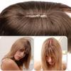 Hair Topper, Hair Toppers for Women 6"-18" Real Human Hair with Bangs, 7x12.5cm Silk Base Clip In Hair Extension 150% Densiny Indian Hair Straight Hair Pieces ,for Women with Thinning(Wine Red,6 inch) view 4