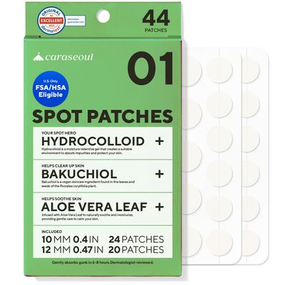 caraseoul Pimple Patches, 2 Size Hydrocolloid Acne Patch for Zits and Blemishes, Bakuchiol & Aloe Vera, Korean Skin Care, Easy to Use  Dermatology Tested