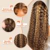 PREMAY 20 Inch 13x4 Highlight Ombre Lace Front Wigs Human Hair Deep Wave 4/27 Honey Blonde Wig Human Hair Water Wave 180 Density HD Frontal Glueless Pre Plucked Wigs Wet and Wavy Curly Wig for Women view 3