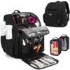 BAFASO Large Capacity Insulated Barber Case with a Semi Detachable Divider and 2 Removable Pouches, Hairstylist Traveling Bag with Multiple Pockets Holds Barber Styling Tools, Black view 1