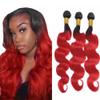 1B/Red Bundles Human Hair Ombre Red Body Wave Bundles 12 14 16 inch Two Tone Brazilian Virgin Remy Hair Extensions Soft and Silky For Women view 1