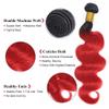 1B/Red Bundles Human Hair Ombre Red Body Wave Bundles 12 14 16 inch Two Tone Brazilian Virgin Remy Hair Extensions Soft and Silky For Women view 4