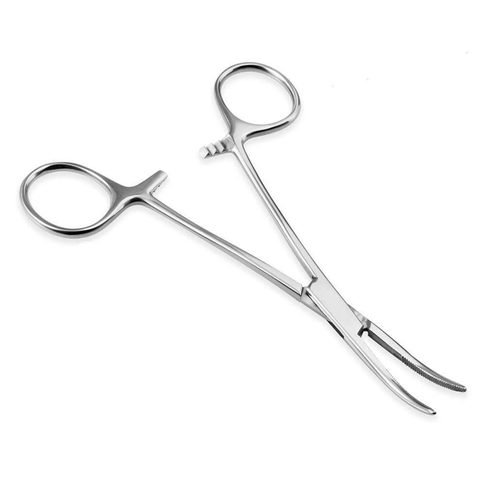 Curved Piercing Pliers Forceps 1pc Reusable Stainless Steel Hemostat Curved Pliers, Fishing Tweezer Hemostats