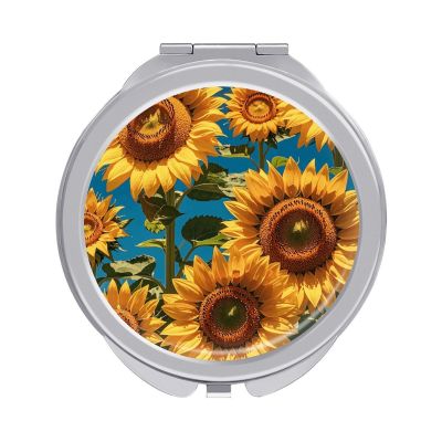 LYHVSFJW Makeup Mirror for Women Portable Compact Sunflower Flower Vanity Mirror for Travel Folding Cosmetic Mirror with Mirror Cover Double-Sided Handheld Mirror for Purse