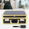 Barber Case Organizer Hair Kit Tool Box Aluminum Organizer with Portable Handle Stylist Tool Box Professional Salon Hair Cutting Grooming Kit Storage Organizer for Barber Supplies Gold view 4