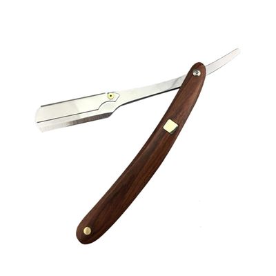 Ipetboom Wooden Handle Straight for Men Vintage Barber Shaving Tool Manual for Easy to Use Portable Design for Barbers and Home Grooming