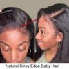 4C Edge 13X4 HD Transparent Lace Front Wig with Curly Baby Hair Natural Black Straight Pre Plucked 100% Virgin Human Hair Glueless Brazilian Remy Hair 150% Density for Black Woman 16" view 3