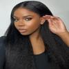 4C Edge 13X4 HD Transparent Lace Front Wig with Curly Baby Hair Natural Black Straight Pre Plucked 100% Virgin Human Hair Glueless Brazilian Remy Hair 150% Density for Black Woman 16" view 4