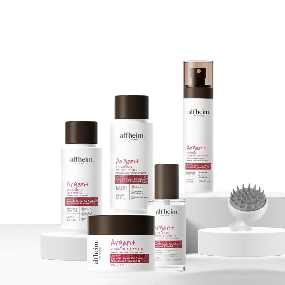 Alfheim Argan Hair Care Set | Argan Oil Shampoo, Conditioner, Hair Mask, Leave-In & Hair Oil | Frizz Control & Repair | Moisturizing & Strengthening | Sulfate-Free, Color-Safe | Holiday Gift for you