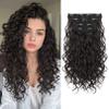 REECHO Curly Hair Extensions, 4PCS 16 inch Clip in Hair Extensions Lace Weft Short Curly Hair Extension Clip Ins Invisible Natural Hairpieces for Women, Off Black view 1