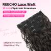REECHO Curly Hair Extensions, 4PCS 16 inch Clip in Hair Extensions Lace Weft Short Curly Hair Extension Clip Ins Invisible Natural Hairpieces for Women, Off Black view 2