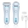 Electric Shaver for Women - Painless Lady Razor Facial Hair Remover 2-in-1 Wet and Dry Cordless Portable Bikini Trimmer for Face Armpit Legs Body - Rechargeable IPX7 Waterproof Hair Removal (Blue) view 1