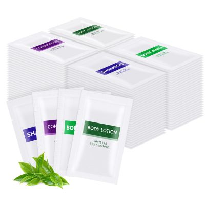 4IN1 Toiletries Set Travel Size Toiletries Bulk(100 Pcs) 4-Piece Set: 25pcs Travel Size Body Wash, 25pcs Hotel Shampoo, 25pcs Mini Conditioner, 25pcs Body Lotion, Bulk Mini Guest Amenities Supply