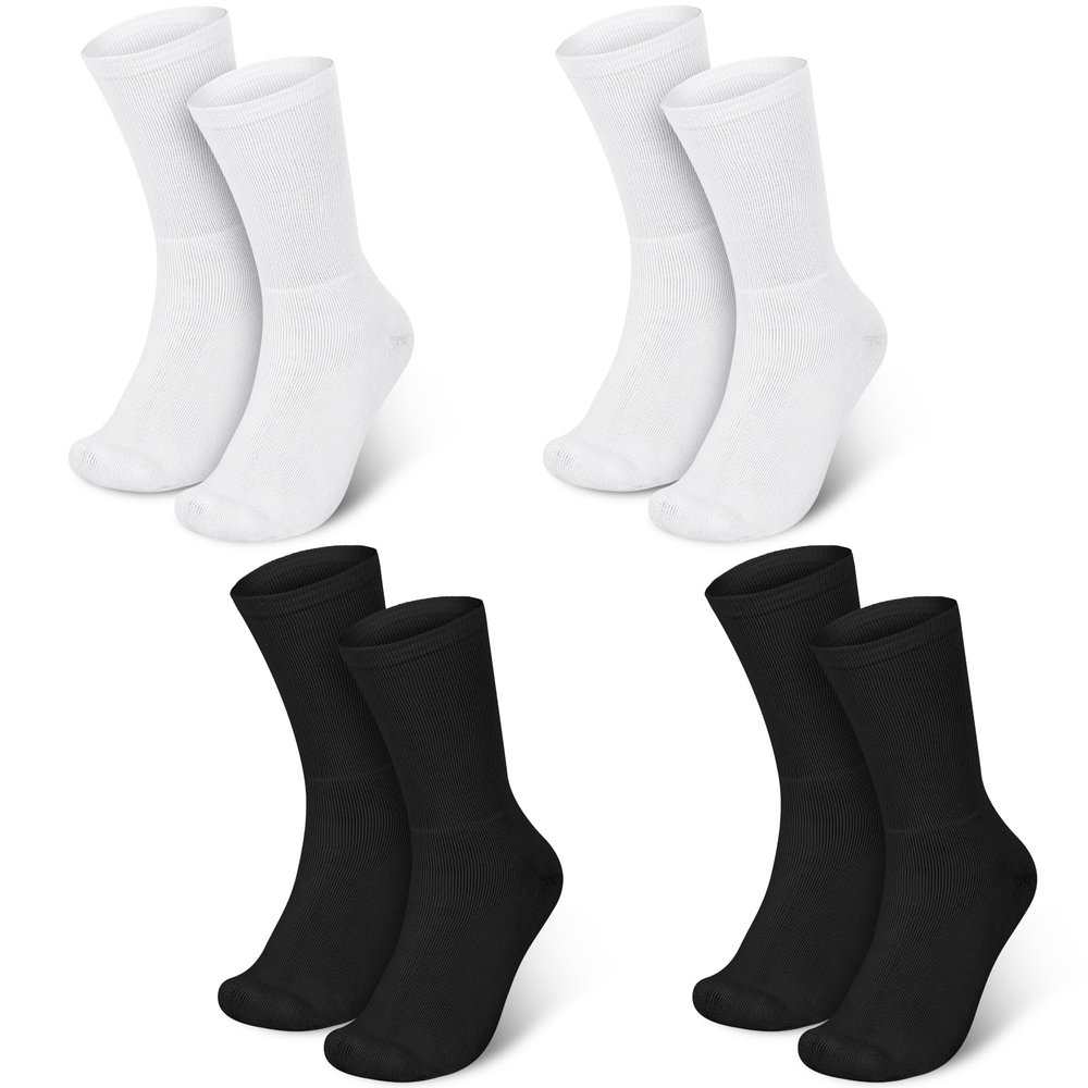 Silicherry 4 Pairs Cotton Soft Eczema Socks White and Black Hydrating Moisturizing Therapy Cotton Socks Eczema Relief for Adult Wet Wrap Non Itch Soft Feet Treatment