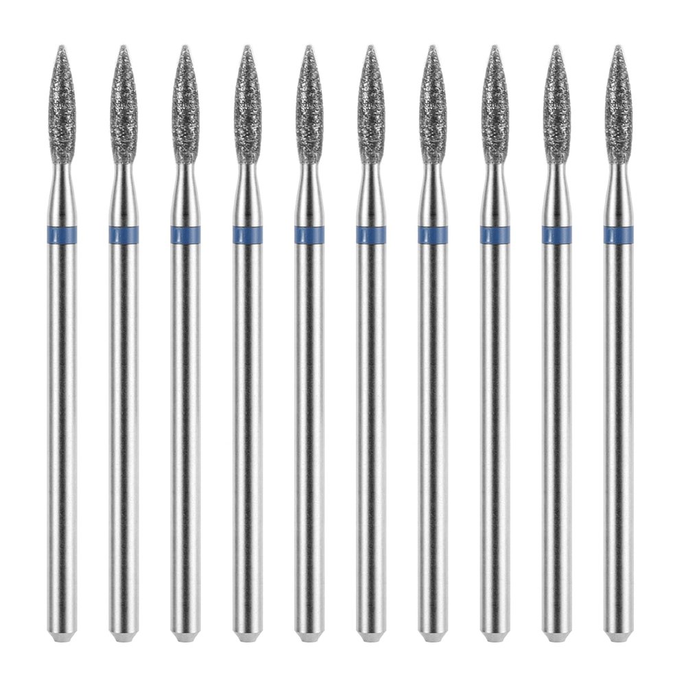 10 Pcs Diamond Flame Cuticle Drill Bits with Case 3/32'' Cuticle Clean Drill Bit Cuticle Nail Drill Bits Electric Nail File Machine Cuticle Bit Manicure Pedicure Polishing Kit for Nail Salon Manicure