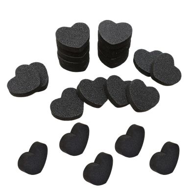 20 PCS Heart Shaped Nail File Nail Buffers Hearts Fingernail Sanding Sponge Nail Shaper Strips Finger Nail Filing Block Black
