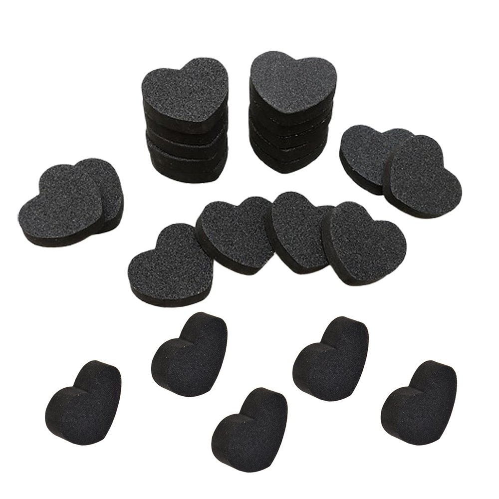 20 PCS Heart Shaped Nail File Nail Buffers Hearts Fingernail Sanding Sponge Nail Shaper Strips Finger Nail Filing Block Black