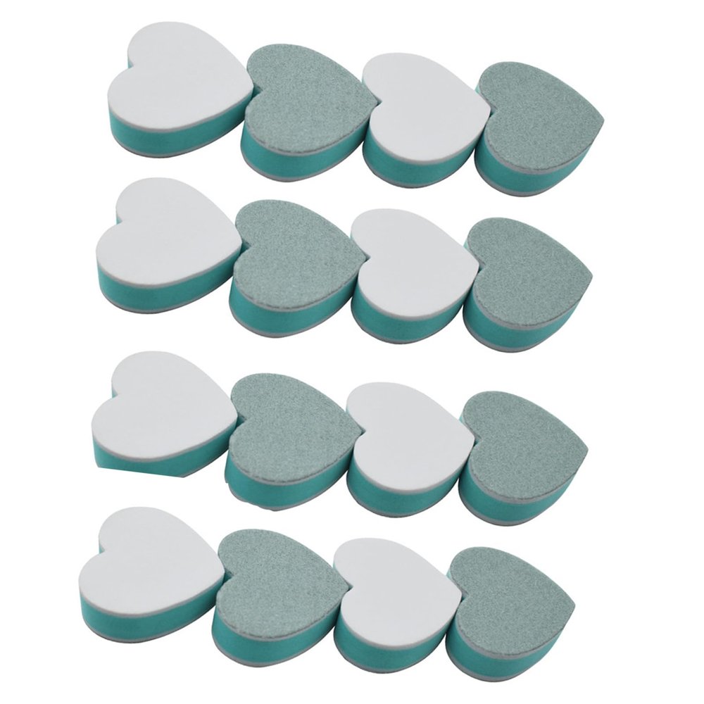 20PCS Mini Nail Files Heart Shape Nail Buffers Sponges Buffing Blocks for Gel Nails Shaper Sponge Finger Nail Filing Block Green