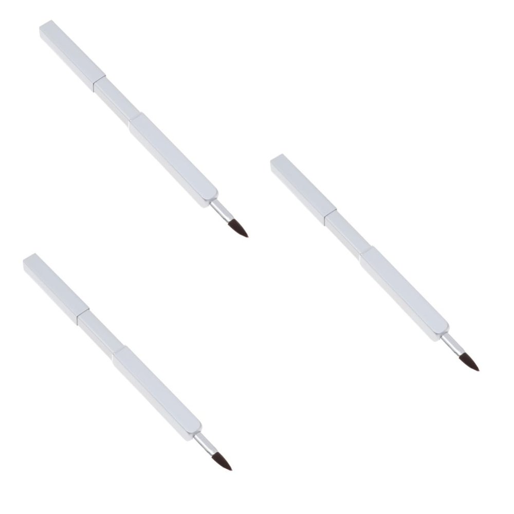 ADOCARN 3pcs Nylon Fiber Lip Brush Applicator Makeup Brush Retractable Travel Makeup Tools Metal Tube