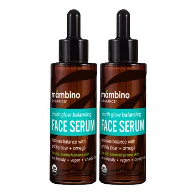 Youth Glow Balancing Serum  Organic, Face Serum with Tunisian Prickly Pear  Nourishing Omegas & Vitamin C for Oily, Blemish-Prone Skin  Cruelty-Free Skin Care by Mambino Organics, 2-Pack 1 fl oz