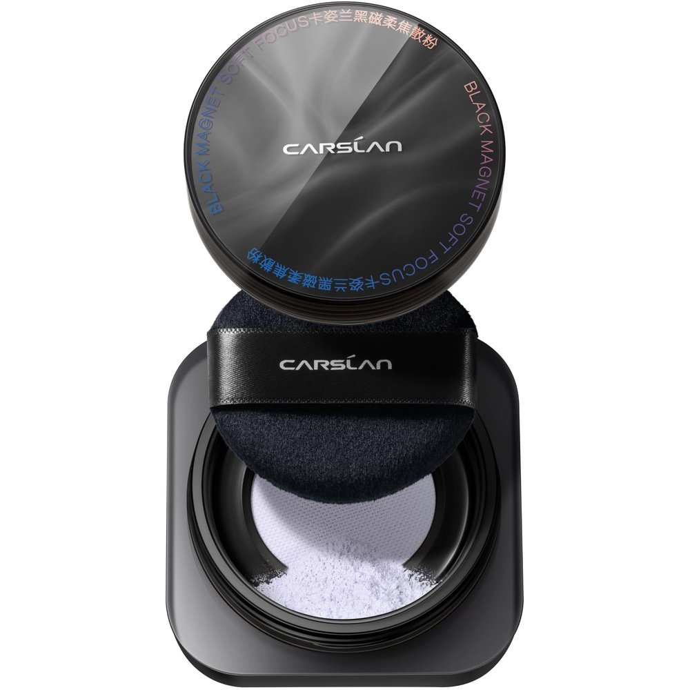 CARSLAN 2.0 Black Magnet Soft Focus Make Up Powder, Waterproof Loose Setting Powder, 24H Longlasting, Oil Control, Talc-Free Face Powder, 01 Light Purple For Dry&Com Skin, 0.28Oz