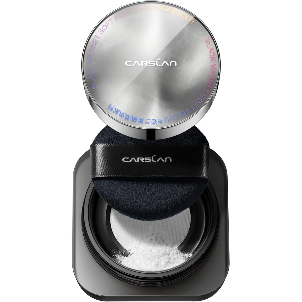 CARSLAN Black Magnet Soft Focus Make Up Powder, Waterproof Loose Setting Powder, 24H Longlasting, Oil Control, Talc-Free Face Powder, 02 Translucent For Oily Skin, 0.28Oz