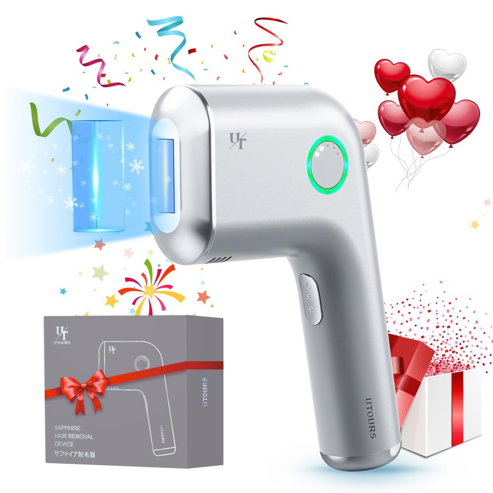 Hair Removal for Women and Men, UTOURS Painless Hair Removal Device with Sapphire Cooling, Safe and Long-Lasting for Reducing in Hair Growth for Body & Face
