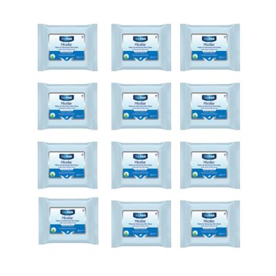 DeepFresh Micellar Makeup Remover Wipes Gently Removes Waterproof Makeup & Cleanses Face and Eyes  Hydrating & Travel-Friendly Pack of 12 Dermatologist-Tested