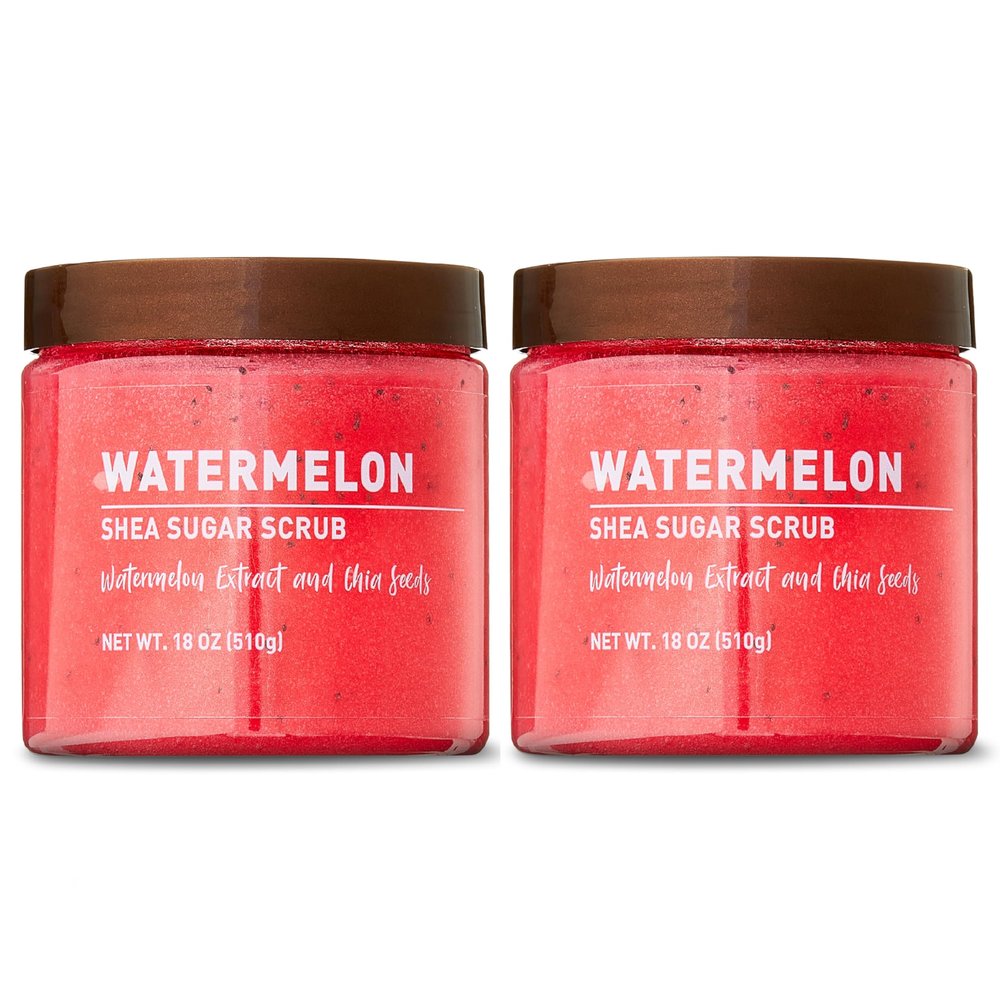 Watermelon Sugar Scrub Exfoliating Body Scrub for Women, Moisturizing Shea Butter, Natural Sugar Exfoliant, Hand and Foot Scrub, Paraben-Free, All Skin Types, 18 oz (Pack of 2)