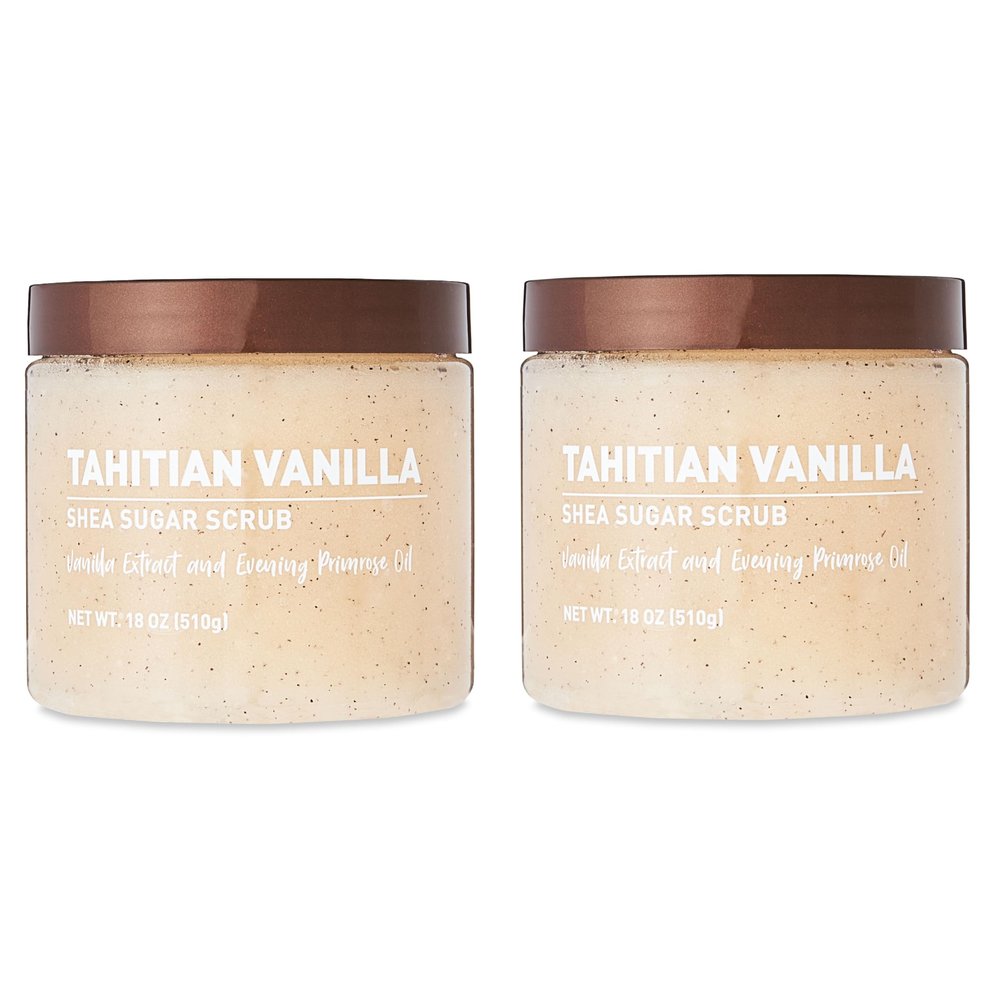 Vanilla Bean Sugar Scrub  Exfoliating Body Scrub for Women, Moisturizing Shea Butter, Natural Sugar Exfoliant, Hand and Foot Scrub, Paraben-Free, All Skin Types, 18 oz (18oz, Tahitian Vanilla)